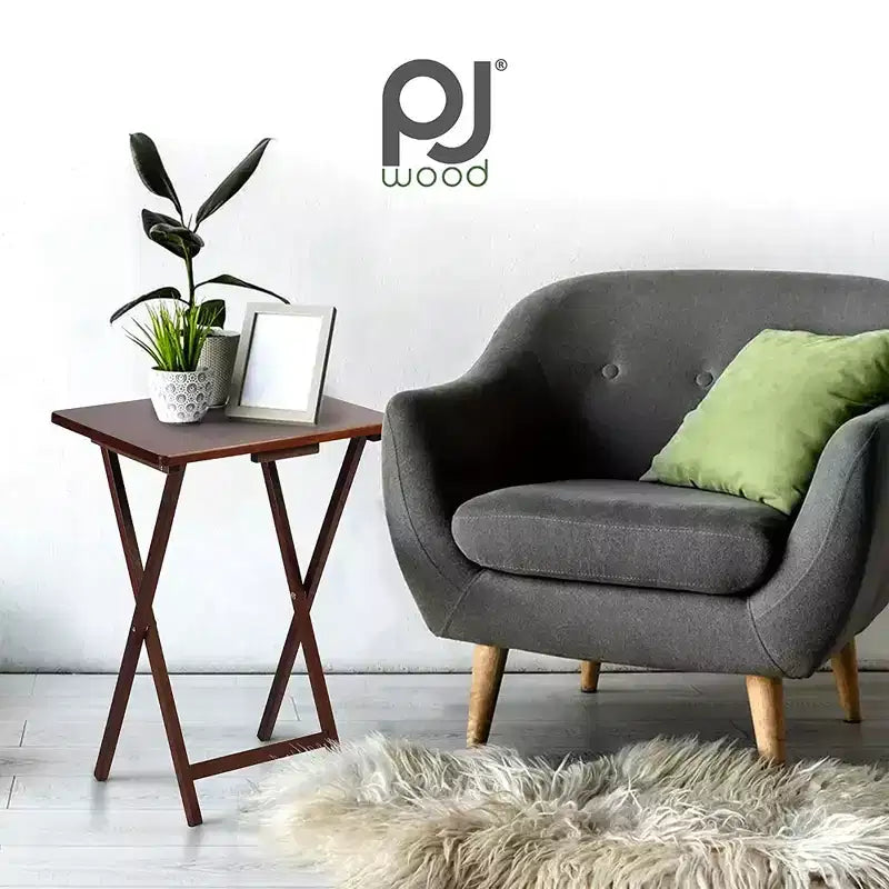 PJ Wood Table de service pliante pour télévision, en chêne miel (Lot de 8)