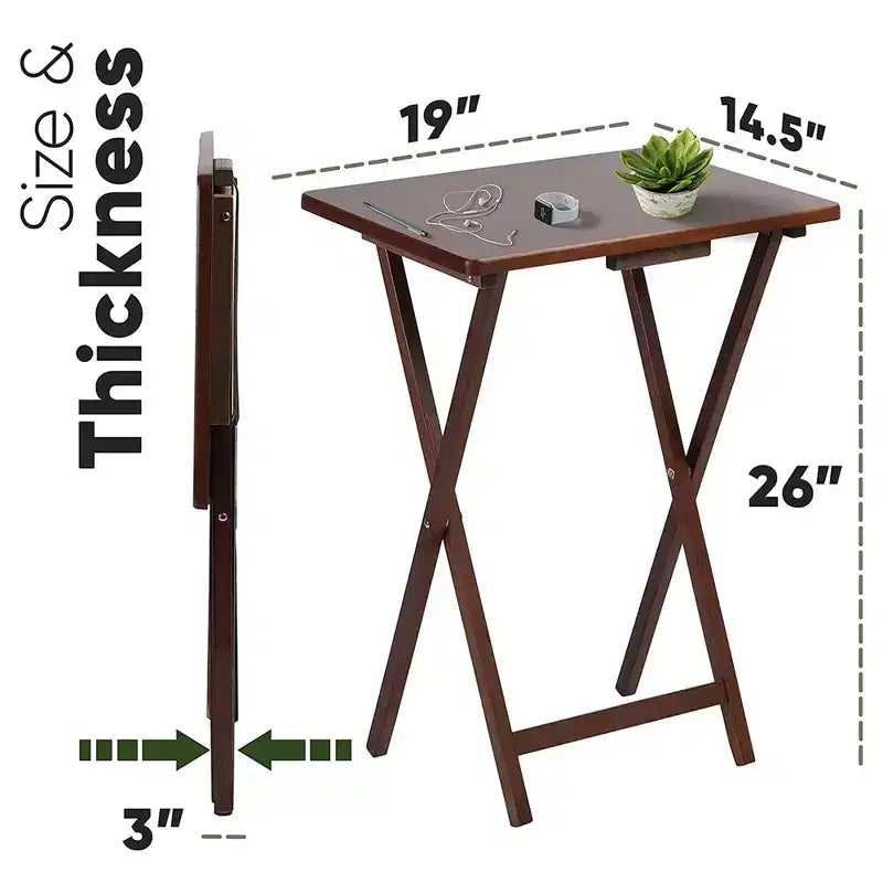PJ Wood Table de service pliante pour télévision, en chêne miel (Lot de 8)