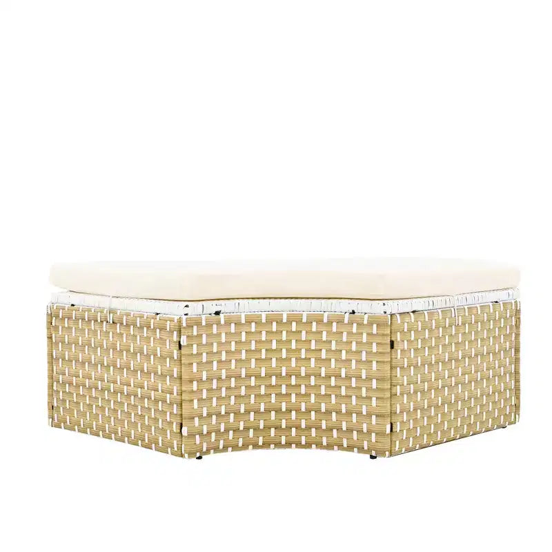 Canapé d'angle d'extérieur rond pour terrasse, lit de jardin en rotin avec auvent rétractable, tissage bicolore, 4A - ModernLuxe