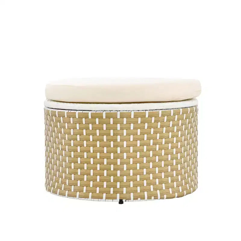 Canapé d'angle d'extérieur rond pour terrasse, lit de jardin en rotin avec auvent rétractable, tissage bicolore, 4A - ModernLuxe