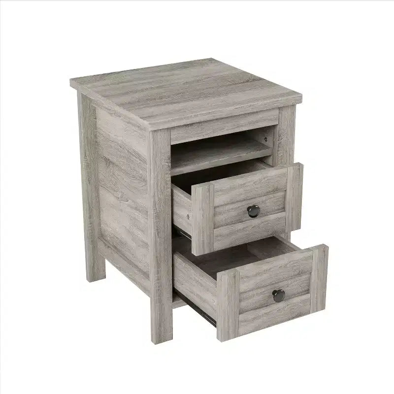 Ensembles de Chambre 3 Pièces style Ferme, Lit Plateforme avec Rangement et Table de Chevet et Commode 4 Tiroirs - ModernLuxe