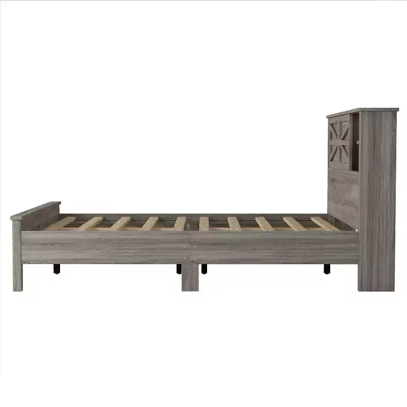 Ensembles de Chambre 3 Pièces style Ferme, Lit Plateforme avec Rangement et Table de Chevet et Commode 4 Tiroirs - ModernLuxe