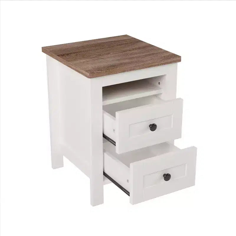 Ensembles de Chambre 3 Pièces style Ferme, Lit Plateforme avec Rangement et Table de Chevet et Commode 4 Tiroirs - ModernLuxe