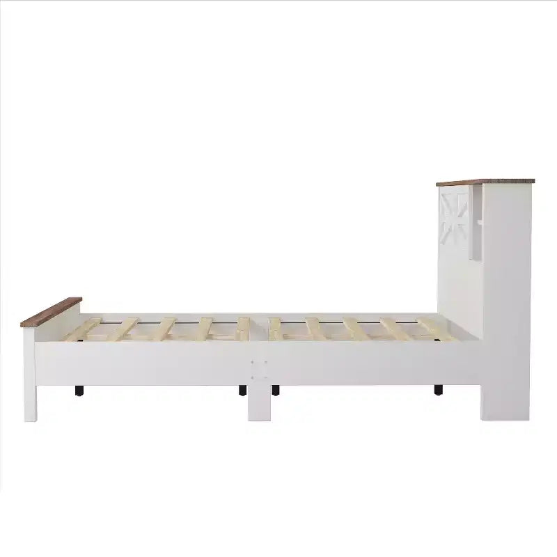 Ensembles de Chambre 3 Pièces style Ferme, Lit Plateforme avec Rangement et Table de Chevet et Commode 4 Tiroirs - ModernLuxe