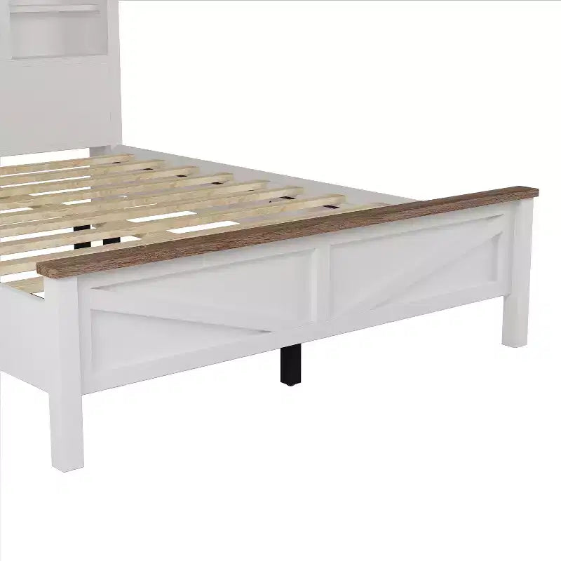 Ensembles de Chambre 3 Pièces style Ferme, Lit Plateforme avec Rangement et Table de Chevet et Commode 4 Tiroirs - ModernLuxe
