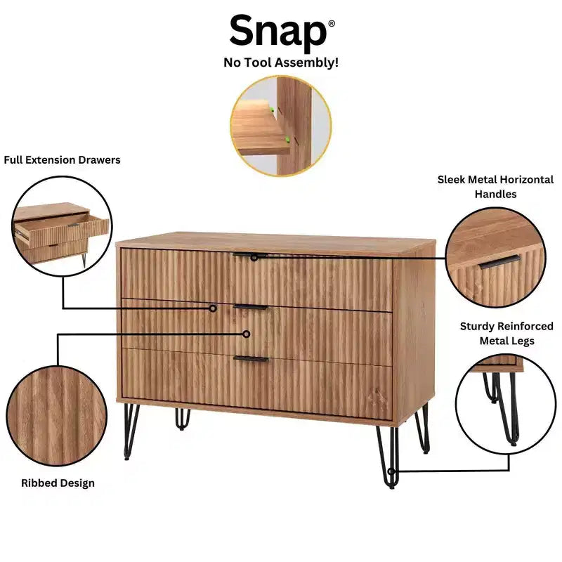 Ensemble commode 3 tiroirs et table de nuit 2 tiroirs moderne 2 pièces Manhattan Comfort Dumbo