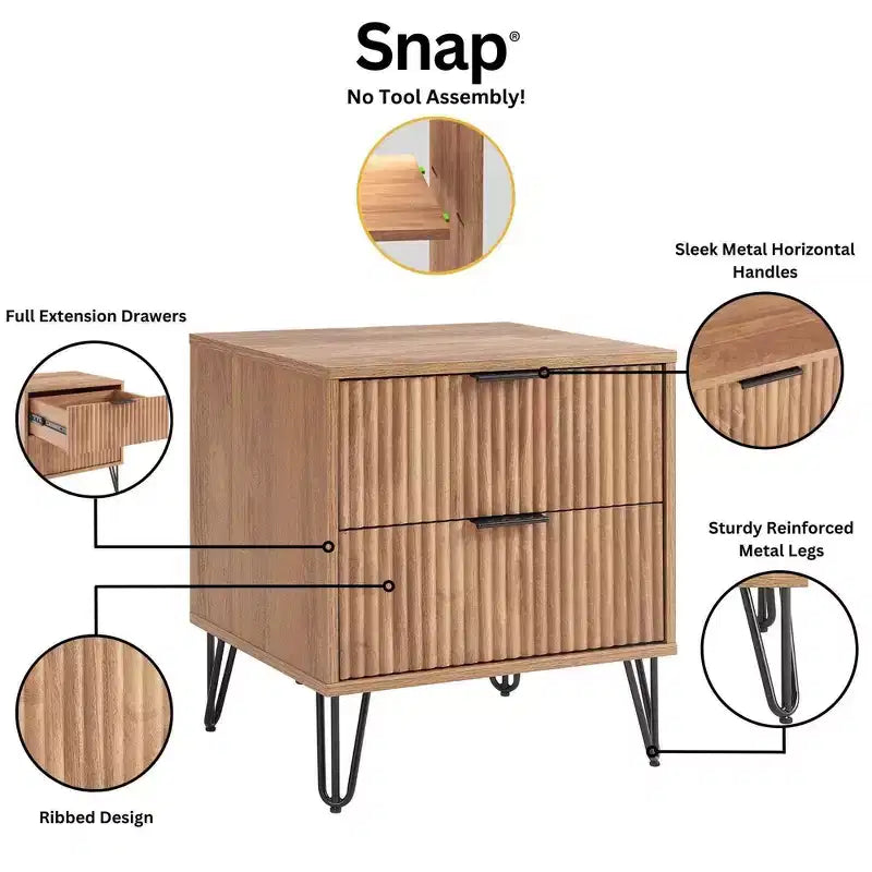 Ensemble commode 3 tiroirs et table de nuit 2 tiroirs moderne 2 pièces Manhattan Comfort Dumbo
