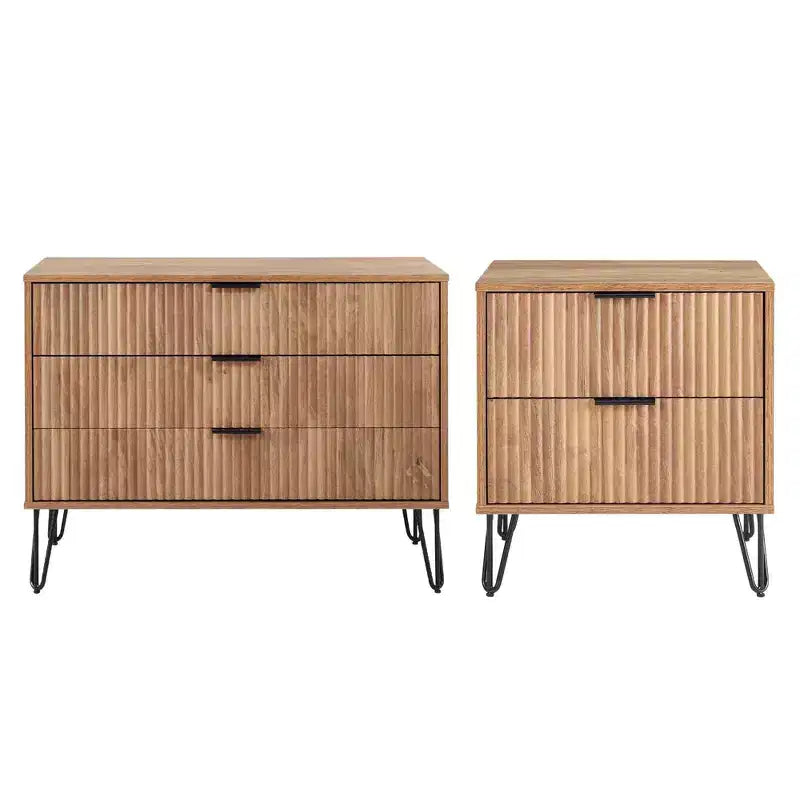 Ensemble commode 3 tiroirs et table de nuit 2 tiroirs moderne 2 pièces Manhattan Comfort Dumbo