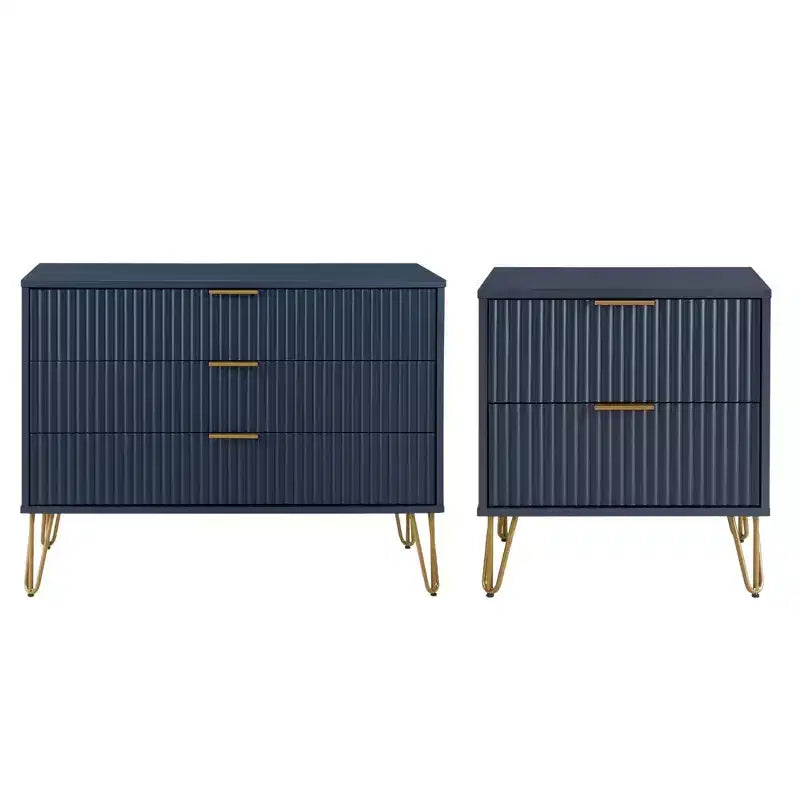 Ensemble commode 3 tiroirs et table de nuit 2 tiroirs moderne 2 pièces Manhattan Comfort Dumbo