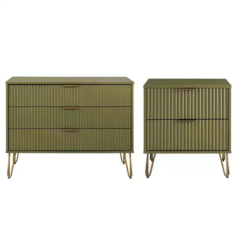 Ensemble commode 3 tiroirs et table de nuit 2 tiroirs moderne 2 pièces Manhattan Comfort Dumbo
