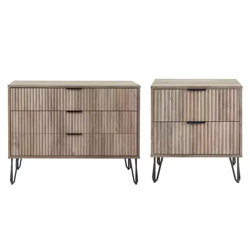 Ensemble commode 3 tiroirs et table de nuit 2 tiroirs moderne 2 pièces Manhattan Comfort Dumbo