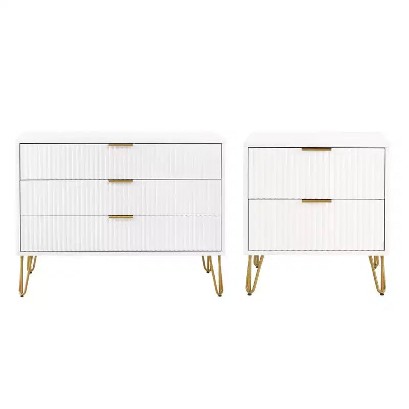 Ensemble commode 3 tiroirs et table de nuit 2 tiroirs moderne 2 pièces Manhattan Comfort Dumbo
