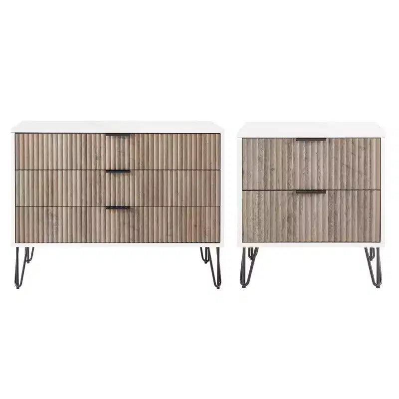 Manhattan Comfort Dumbo 2pc Modern 3 Drawer Dresser and 2 Drawer Nightstand Set