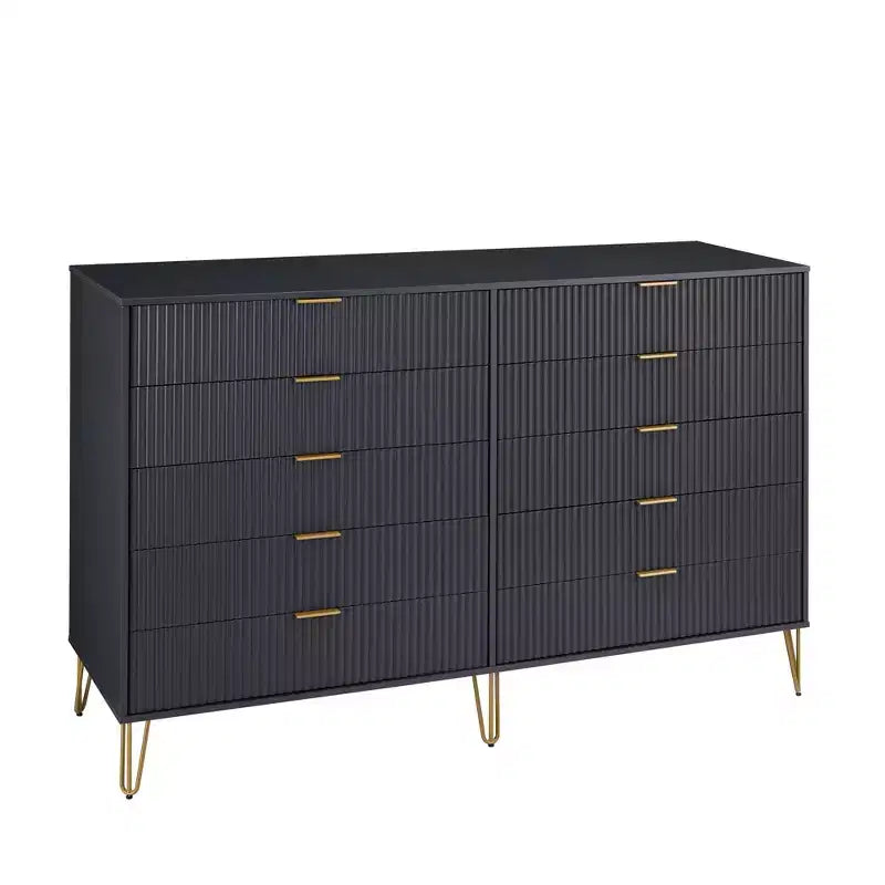 Manhattan Comfort Dumbo Ensemble de 3 meubles : commode à 5 tiroirs, commode à 10 tiroirs et table de chevet