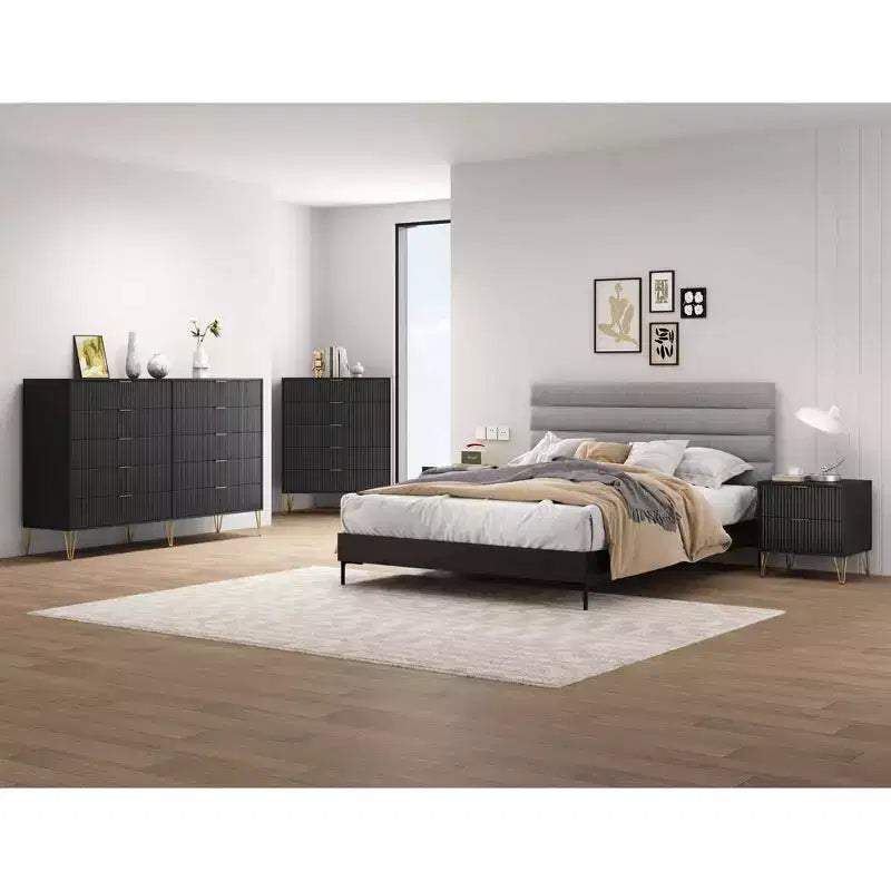 Manhattan Comfort Dumbo Ensemble de 3 meubles : commode à 5 tiroirs, commode à 10 tiroirs et table de chevet