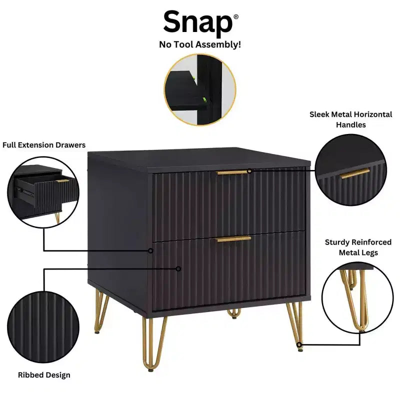 Manhattan Comfort Dumbo Ensemble de 3 meubles : commode à 5 tiroirs, commode à 10 tiroirs et table de chevet
