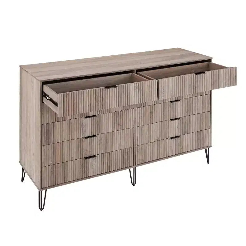 Manhattan Comfort Dumbo Ensemble de 3 meubles : commode à 5 tiroirs, commode à 10 tiroirs et table de chevet