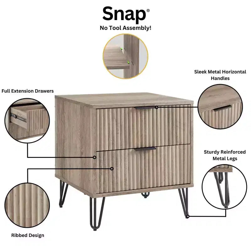 Manhattan Comfort Dumbo Ensemble de 3 meubles : commode à 5 tiroirs, commode à 10 tiroirs et table de chevet