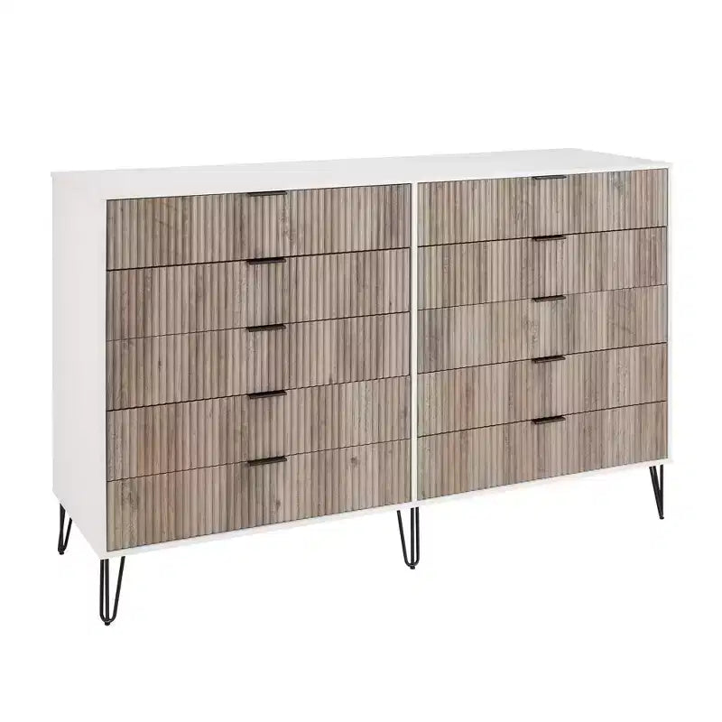 Manhattan Comfort Dumbo Ensemble de 3 meubles : commode à 5 tiroirs, commode à 10 tiroirs et table de chevet