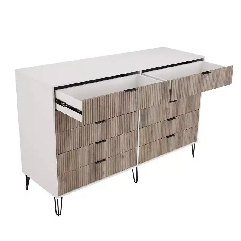 Manhattan Comfort Dumbo Ensemble de 3 meubles : commode à 5 tiroirs, commode à 10 tiroirs et table de chevet
