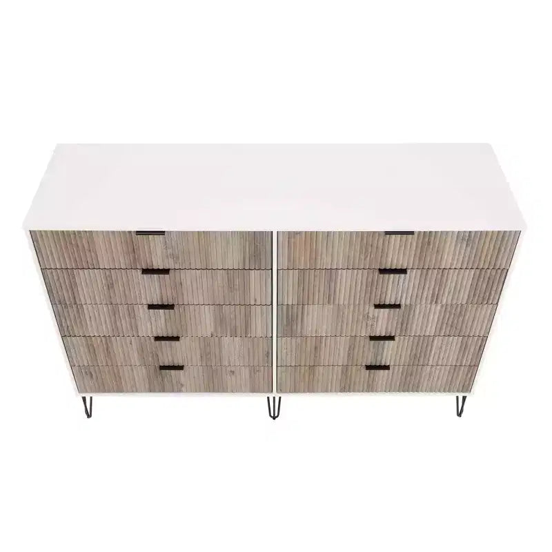 Manhattan Comfort Dumbo Ensemble de 3 meubles : commode à 5 tiroirs, commode à 10 tiroirs et table de chevet