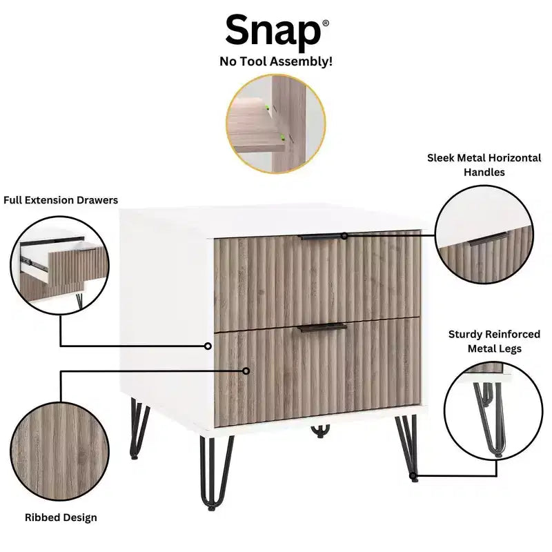 Manhattan Comfort Dumbo Ensemble de 3 meubles : commode à 5 tiroirs, commode à 10 tiroirs et table de chevet