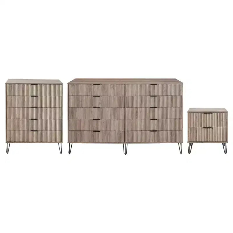 Manhattan Comfort Dumbo Ensemble de 3 meubles : commode à 5 tiroirs, commode à 10 tiroirs et table de chevet