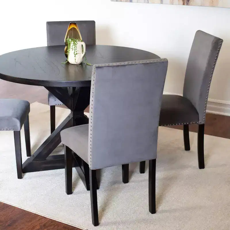 Ensemble de salle à manger 5 pièces Roundhill Furniture Enbridge, table à manger à piètement croisé avec 4 chaises élégantes