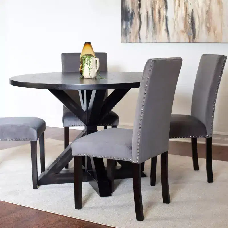 Ensemble de salle à manger 5 pièces Roundhill Furniture Enbridge, table à manger à piètement croisé avec 4 chaises élégantes