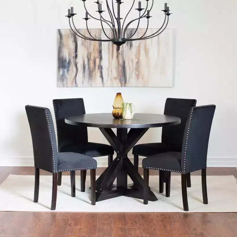 Ensemble de salle à manger 5 pièces Roundhill Furniture Enbridge, table à manger à piètement croisé avec 4 chaises élégantes