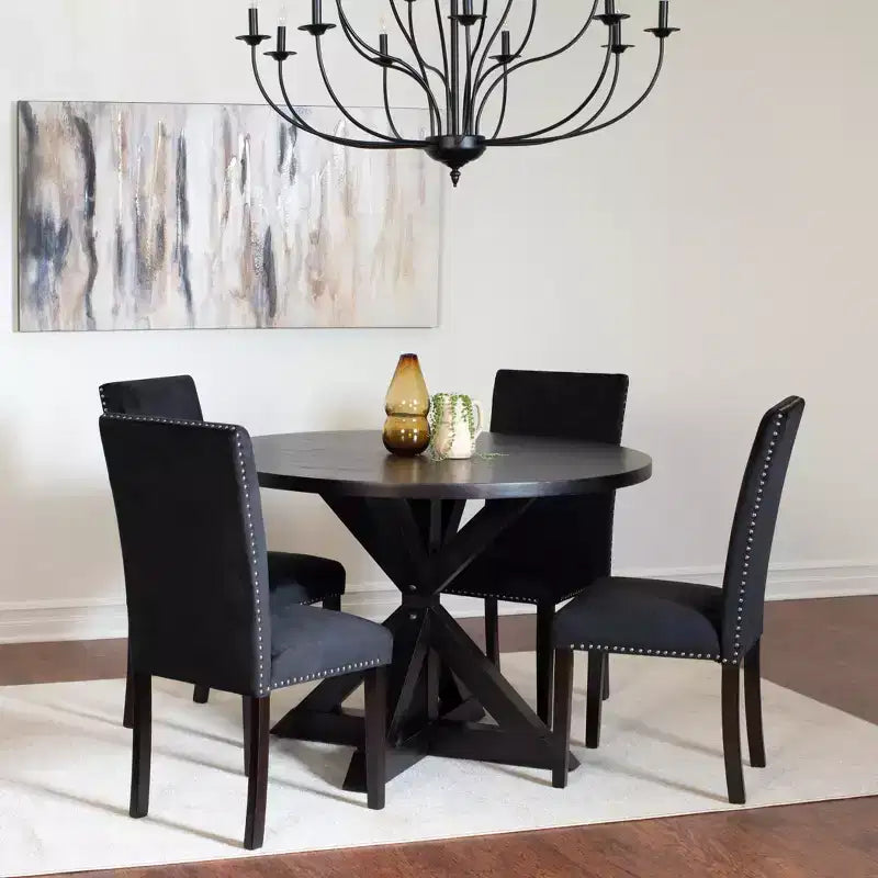 Ensemble de salle à manger 5 pièces Roundhill Furniture Enbridge, table à manger à piètement croisé avec 4 chaises élégantes