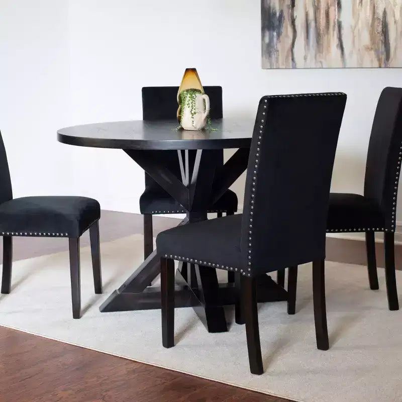 Ensemble de salle à manger 5 pièces Roundhill Furniture Enbridge, table à manger à piètement croisé avec 4 chaises élégantes