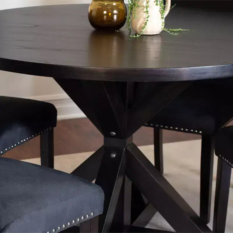 Ensemble de salle à manger 5 pièces Roundhill Furniture Enbridge, table à manger à piètement croisé avec 4 chaises élégantes