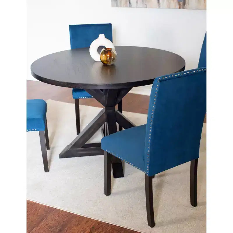 Ensemble de salle à manger 5 pièces Roundhill Furniture Enbridge, table à manger à piètement croisé avec 4 chaises élégantes