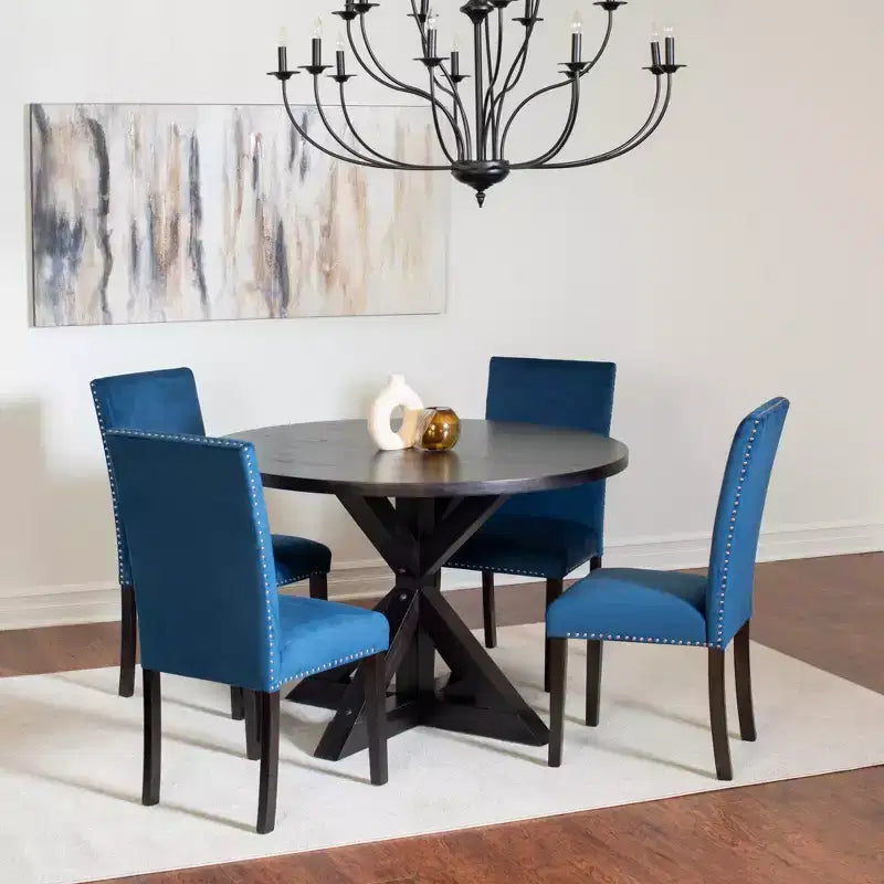Ensemble de salle à manger 5 pièces Roundhill Furniture Enbridge, table à manger à piètement croisé avec 4 chaises élégantes