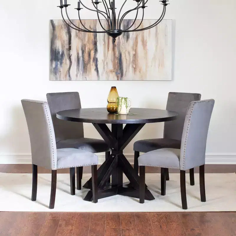Ensemble de salle à manger 5 pièces Roundhill Furniture Enbridge, table à manger à piètement croisé avec 4 chaises élégantes
