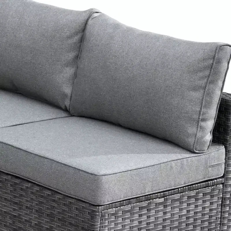 Ovios Venise Salon de jardin 9 pièces en osier avec canapé sectionnel, fauteuil pivotant et coussins