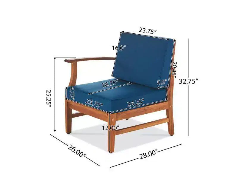Canapé Perla 5 pièces en bois d'acacia avec table foyer rectangulaire - Christopher Knight Home