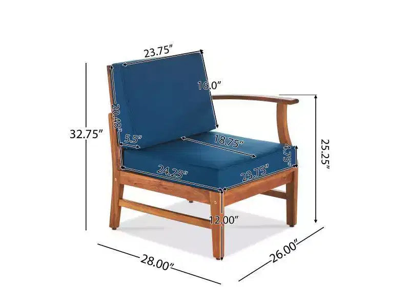 Canapé Perla 5 pièces en bois d'acacia avec table foyer rectangulaire - Christopher Knight Home