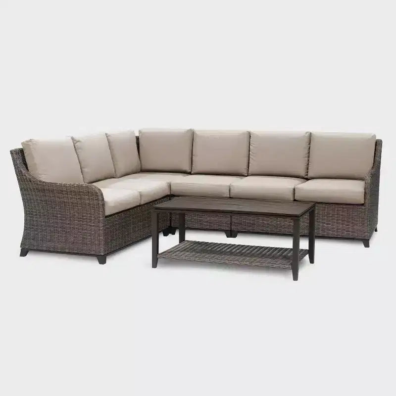 Canapé sectionnel 5 pièces en osier et tissu Leisure Made Mitchell